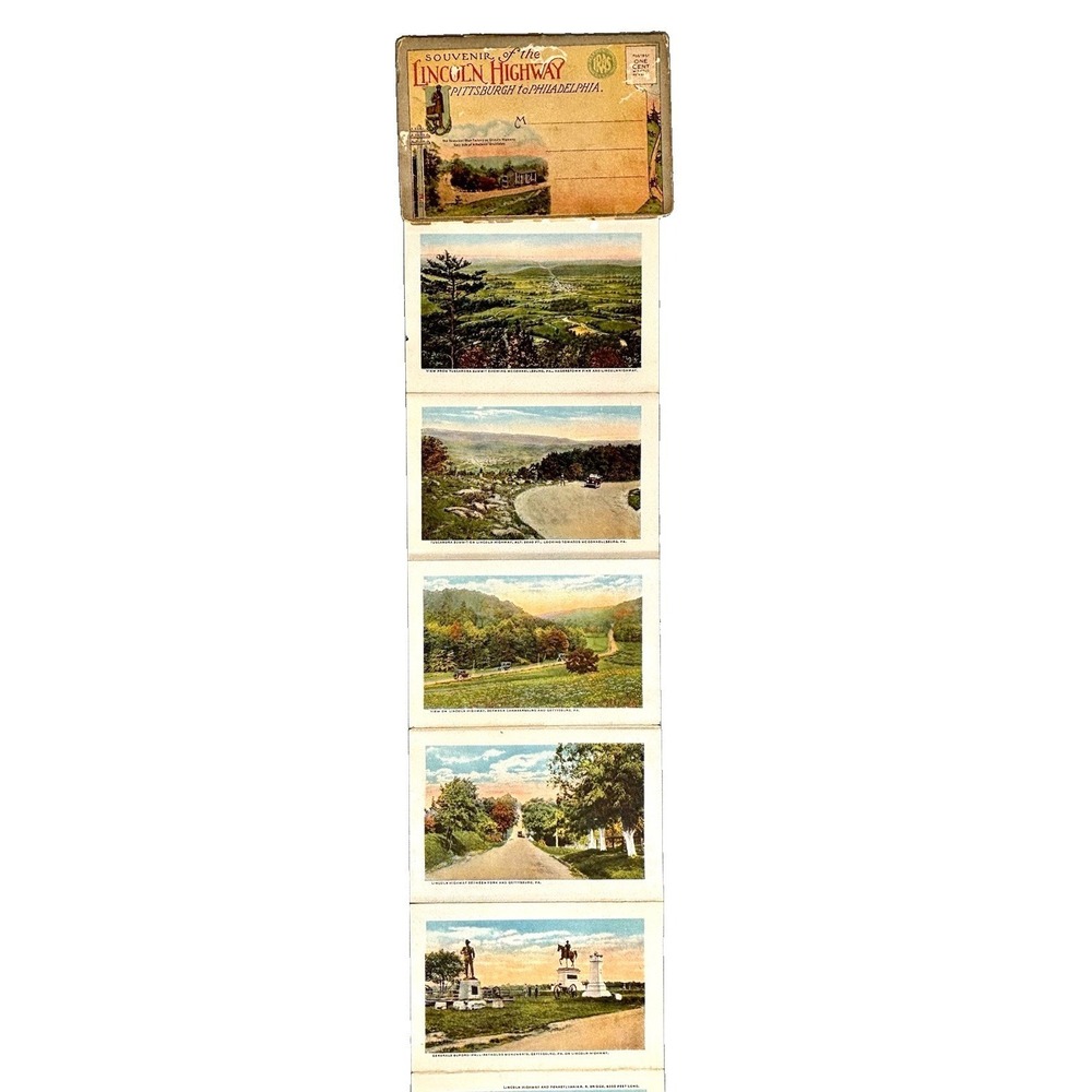 Vintage Lincoln Highway Postcard Souvenir Folder Lot Pittsburgh Philadelphia